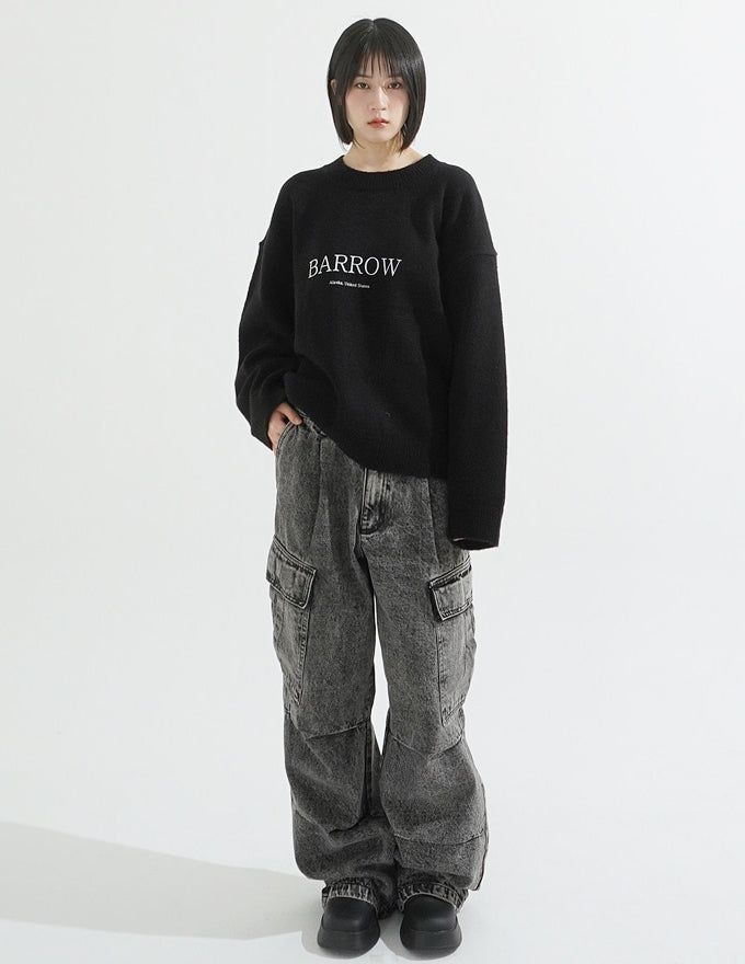 Ness pigment cargo denim pants