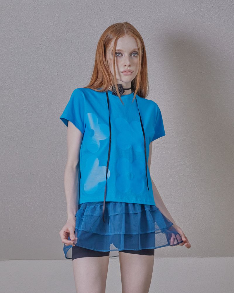 blue sheer unbalance layered op