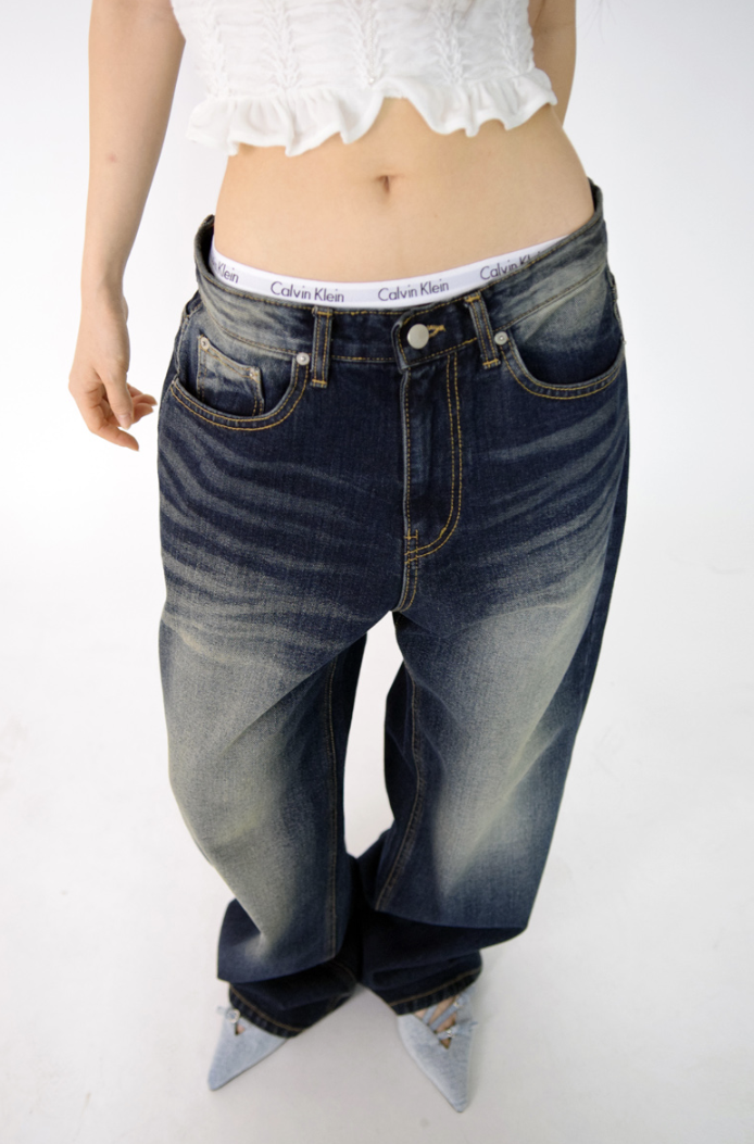 (UNISEX)fall blue denim pants