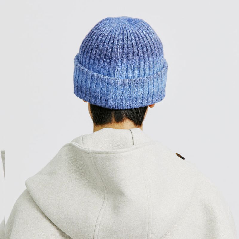 WOOL BLENDED KNIT GRADATION BEANIE BLUE