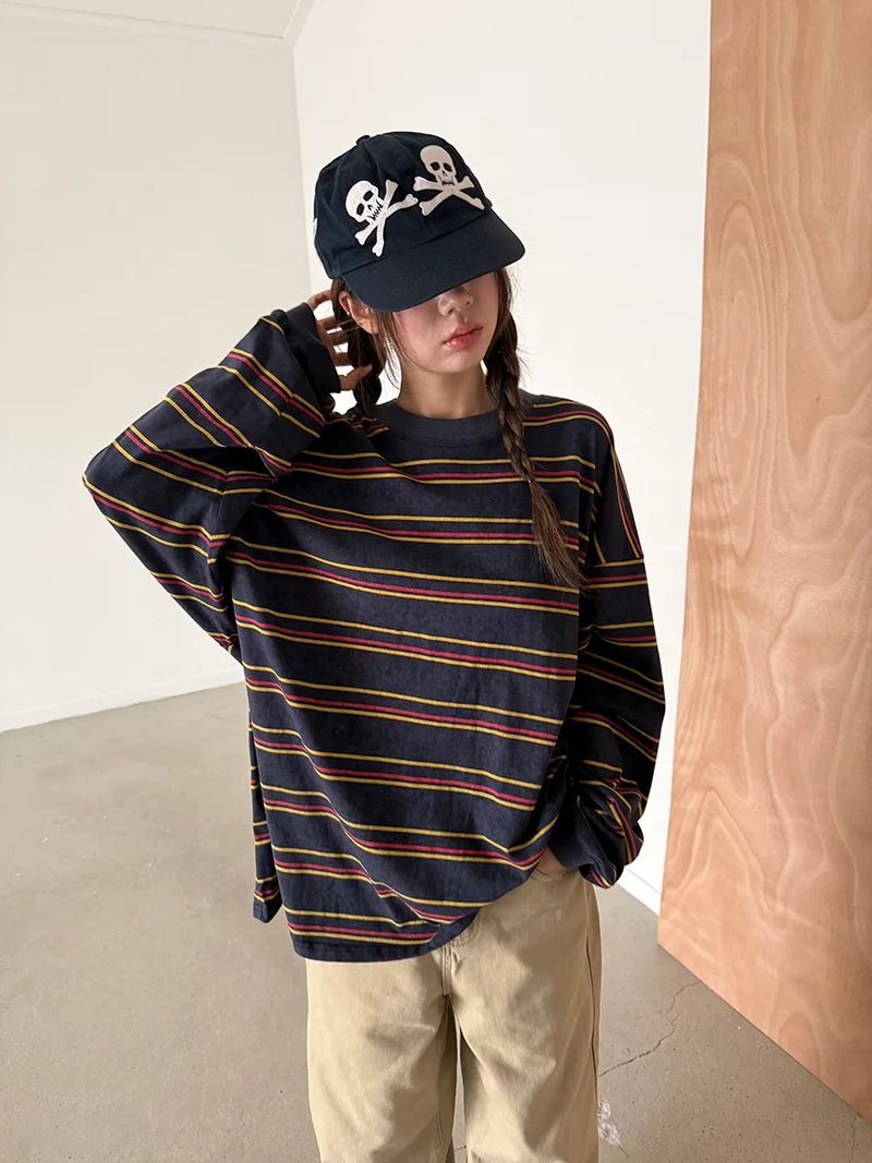 multi stripe boxy T