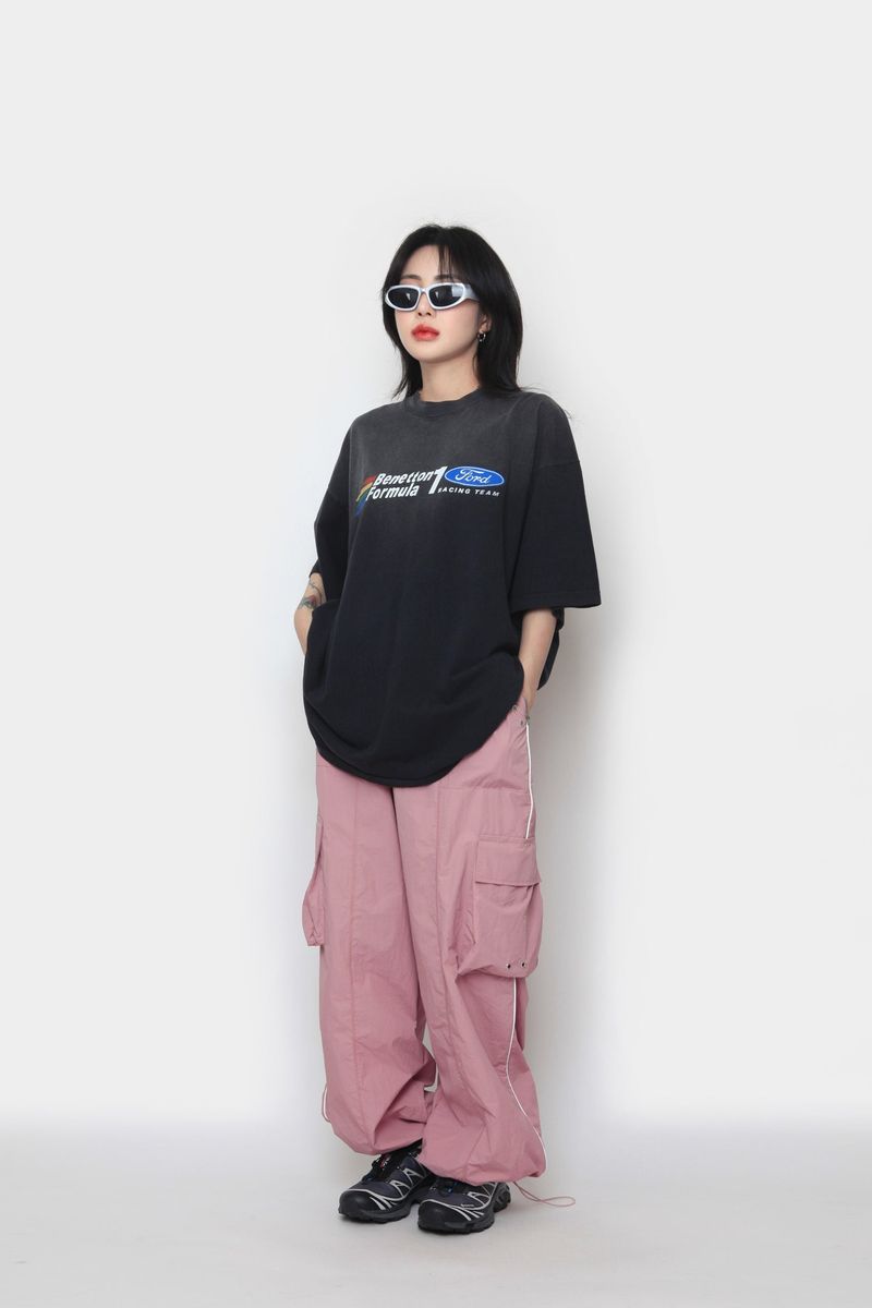 Piping nylon cargo pants