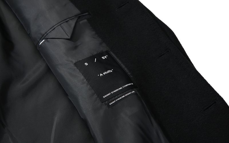 collarless front cover coat black