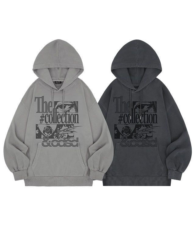 ODDSTUDIO（オッドスタジオ）の「Grunge-Pigment-Graphic-Overfit-Hood - 2COLOR（Tops）」