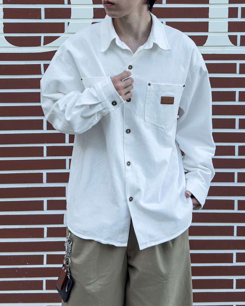 Drain Patch Work Shirt Jacket