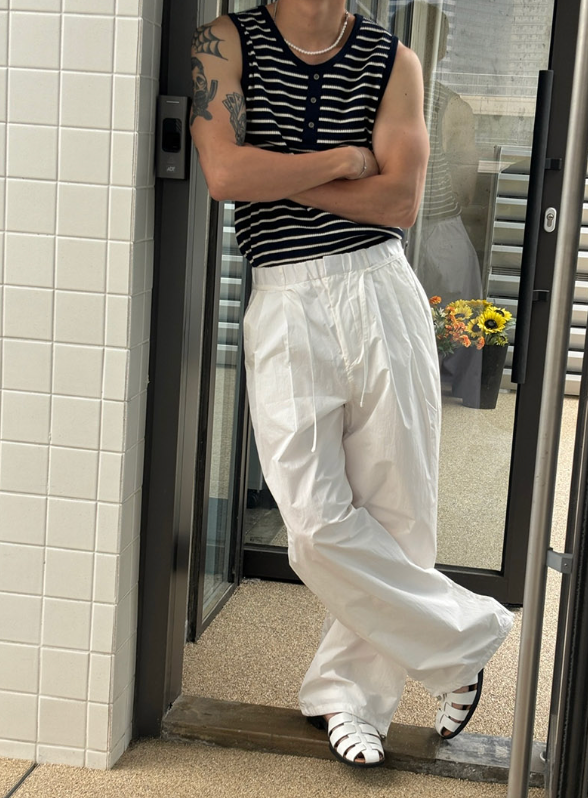 [S/S] Stripe henry neck sleeveless(3color)