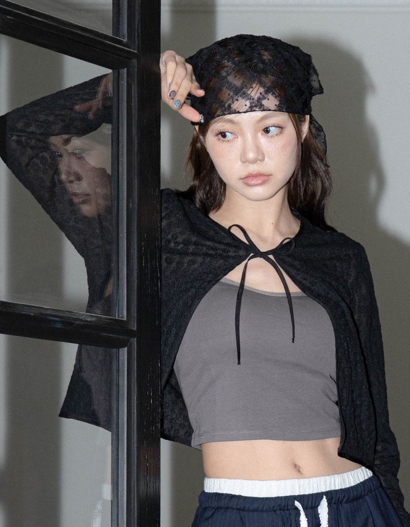 DOT LACE SCARF (BLACK)