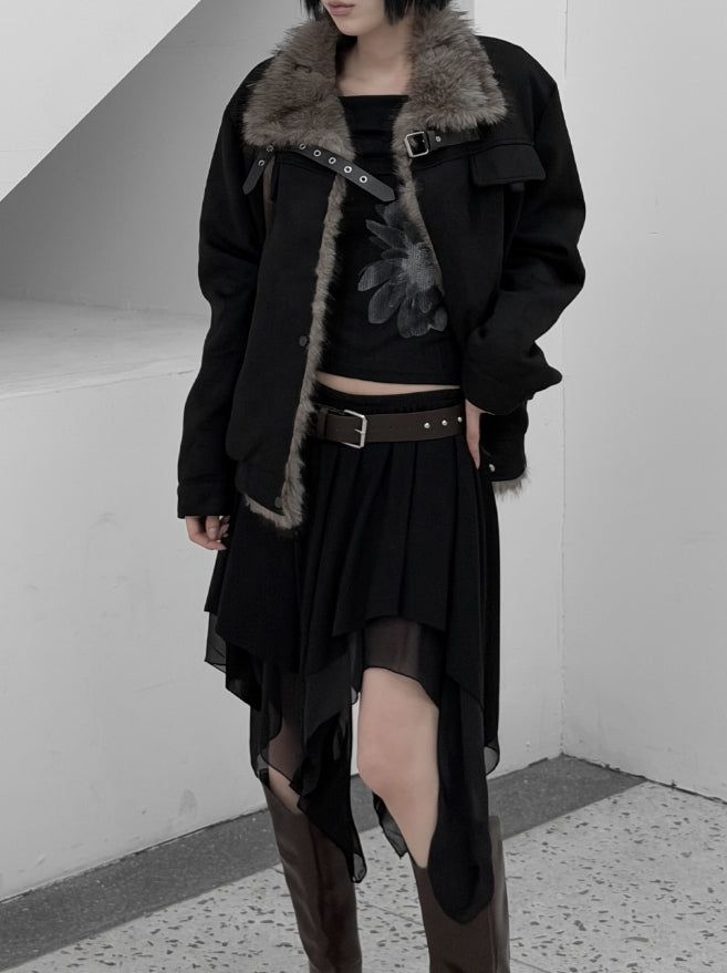 Recho Adjust Fur Suede Jacket