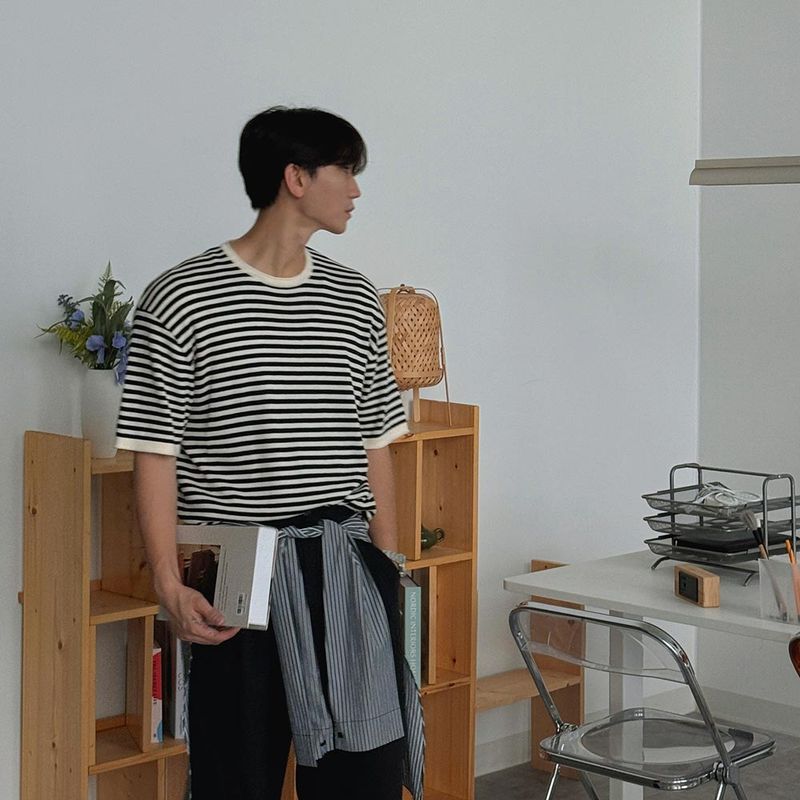 ASCLO(エジュクロ)の「ASCLO Alone Mini Border Short Sleeve Knit (5color)(Tops)」