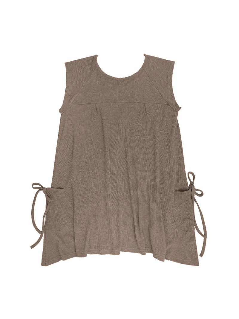 Pintuck waffle flare dress  / beige