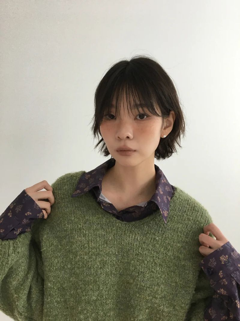 Bonbon Boucle V-neck Knit (5color)