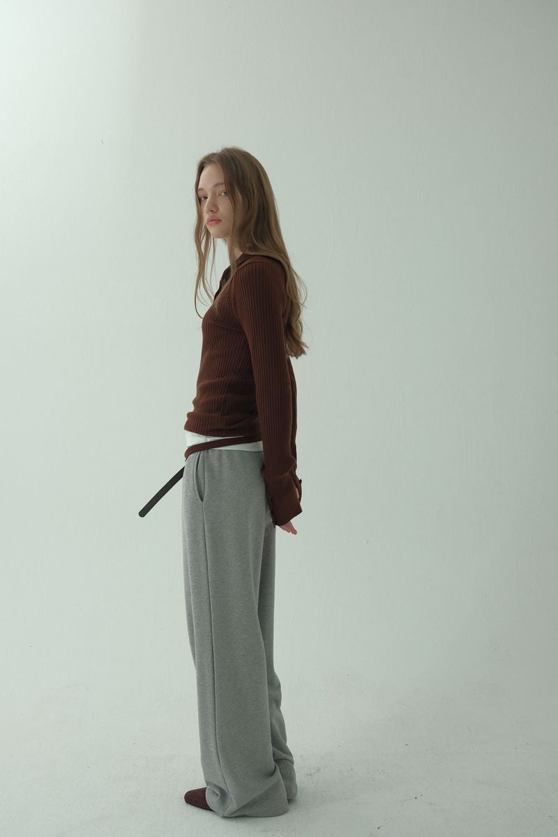 SAILOR RIBBED KNIT PULLOVER_BROWN