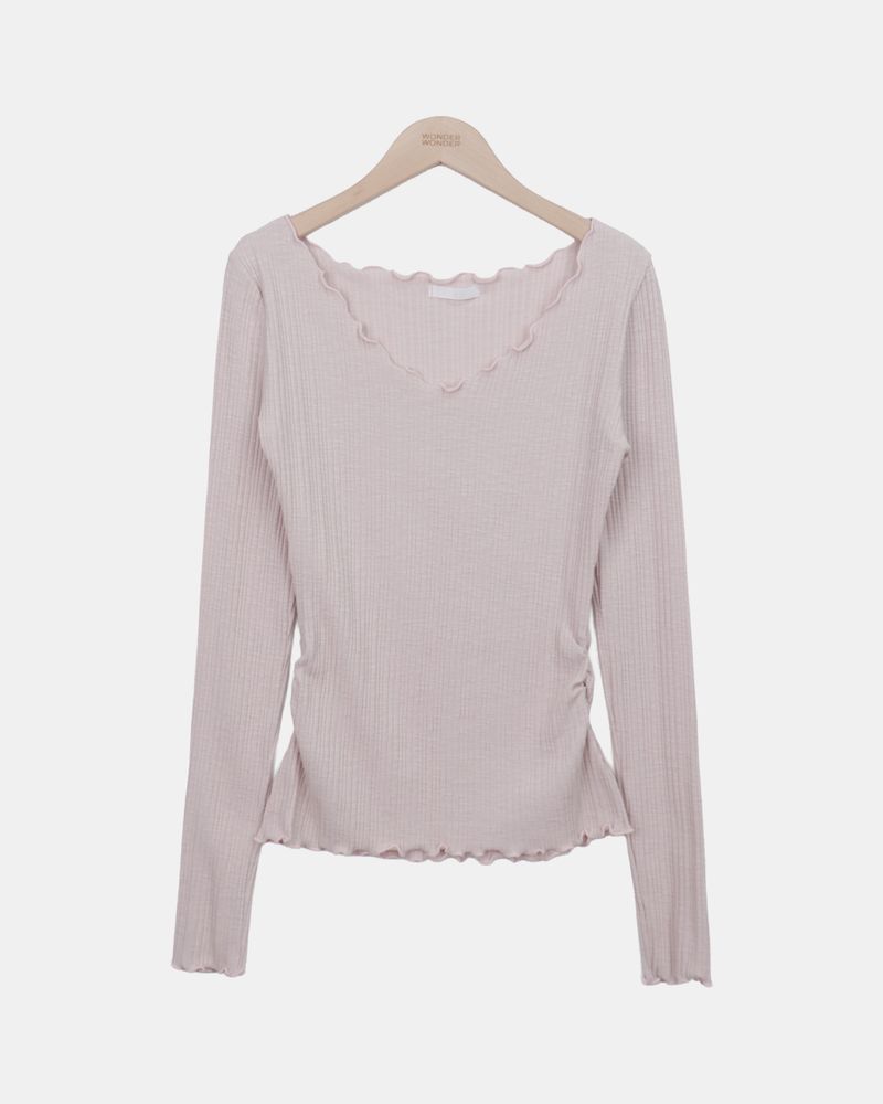 シャレル フリル Vネック ロングスリーブ Tシャツ