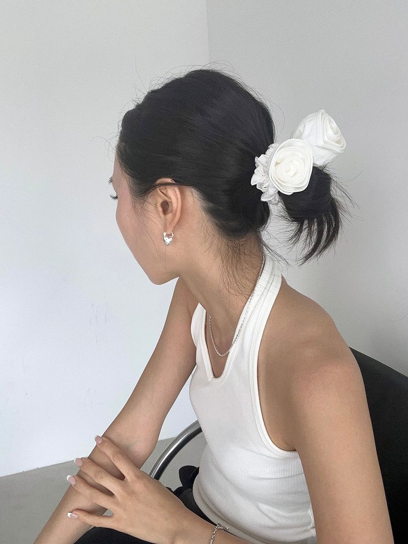 Cotton hand made rose scrunchie (3color)