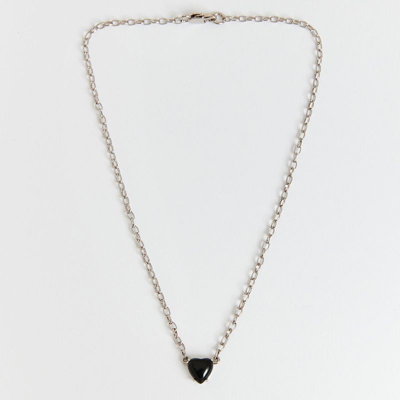 Petite Heart Necklace_Black