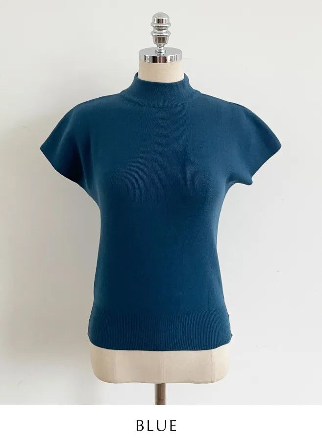 Rosley Half Neck Cap-Sleeve Knit