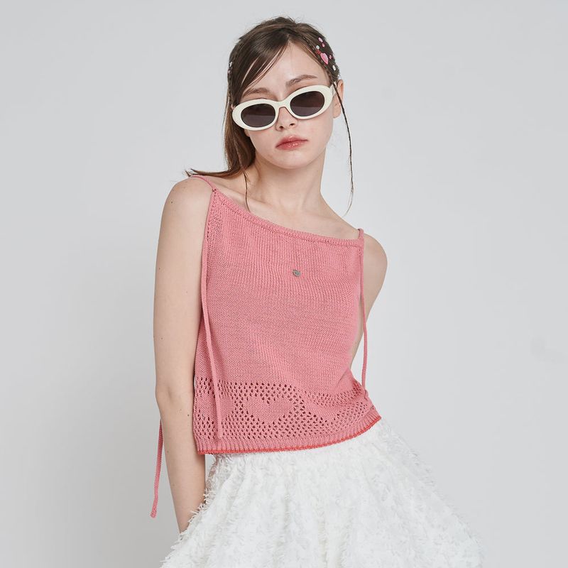 LOVE 2WAY KNIT HALTER TOP_PINK