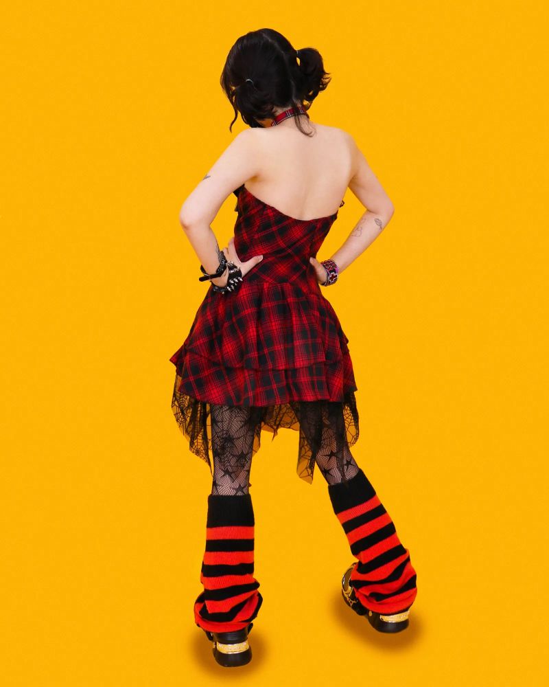 punk spider red top dress