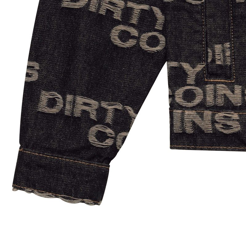 Frayed Logo Denim Jacket - Black