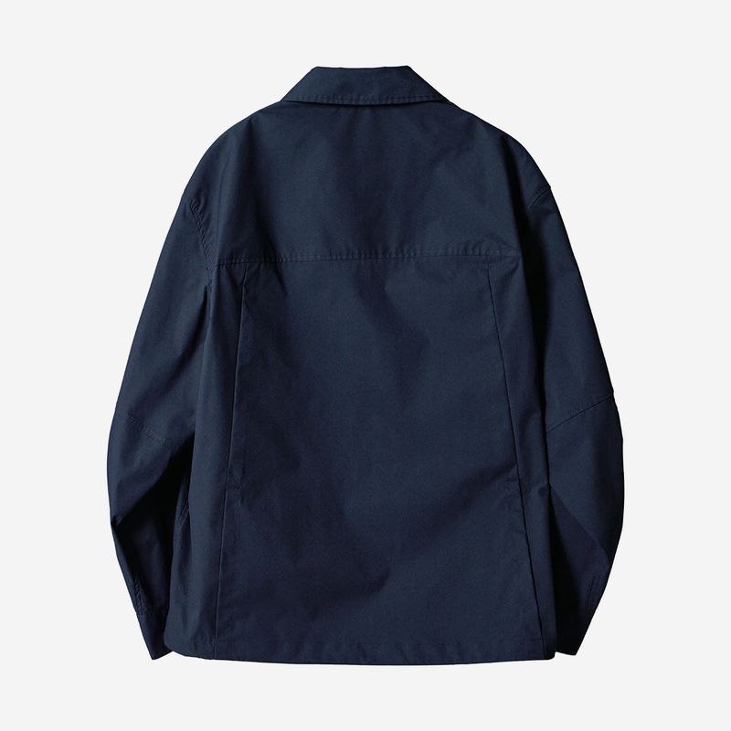 Poly Cotton Zip Shirts Jacket - NAVY