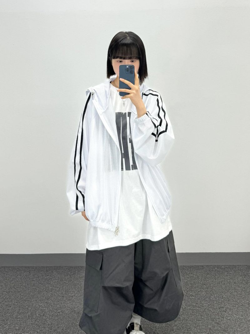 mesh track hooded jacket