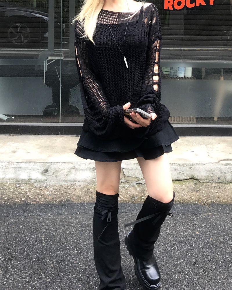 vintage punk damage long knitwear