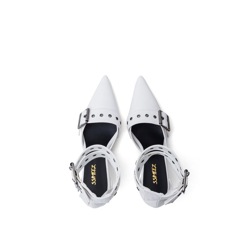 Buckle Point Stiletto Heel(White)