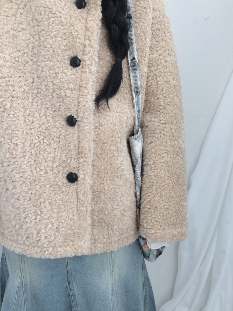 highneck puffy fur jacket