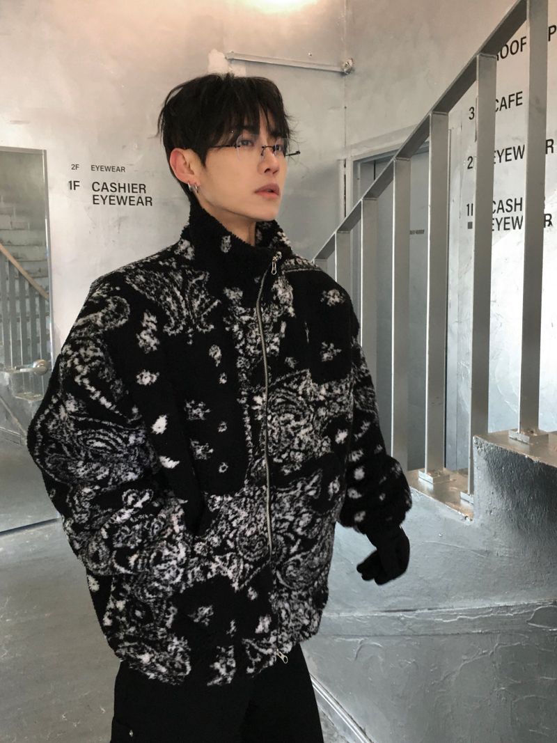 Paisley Quilted Over Fleece Zip-Up 2C
