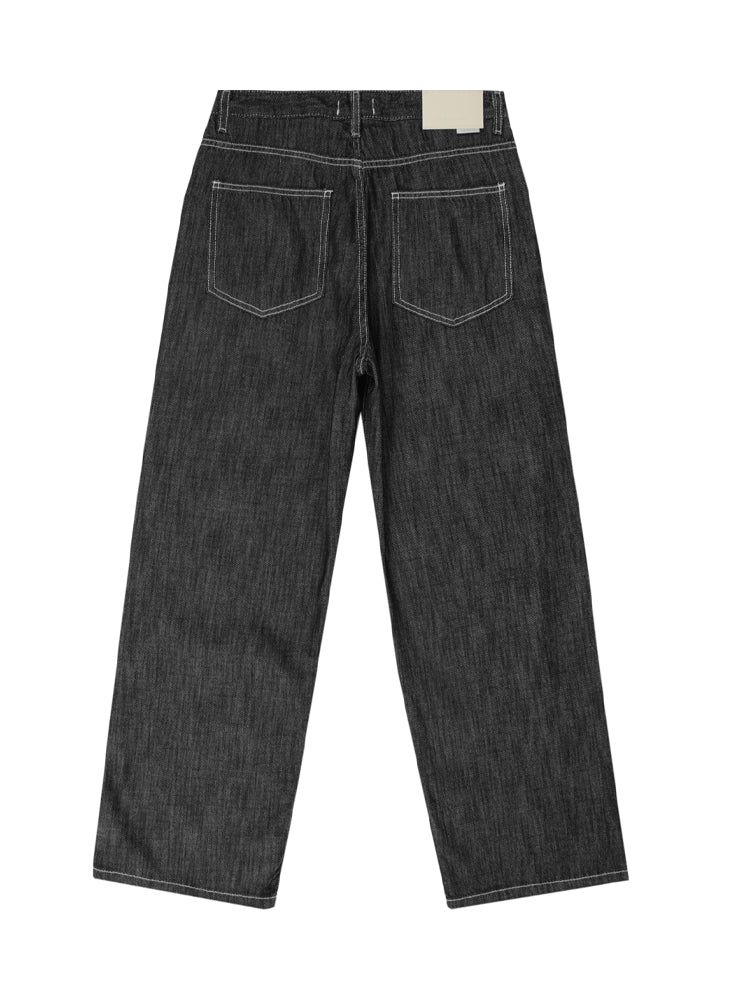 M204 LINEN WIDE DENIM PANTS_BLACK