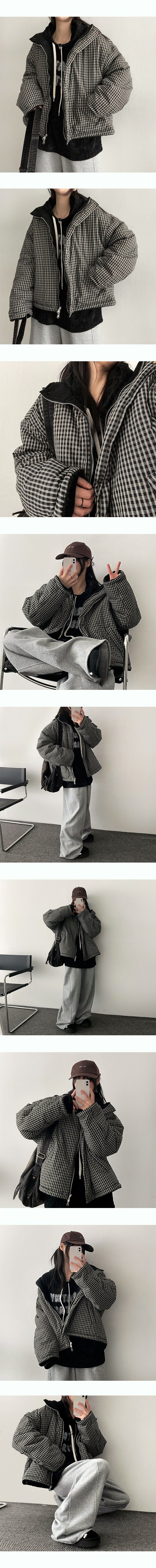 Mons reversible wool checkered padded jumper