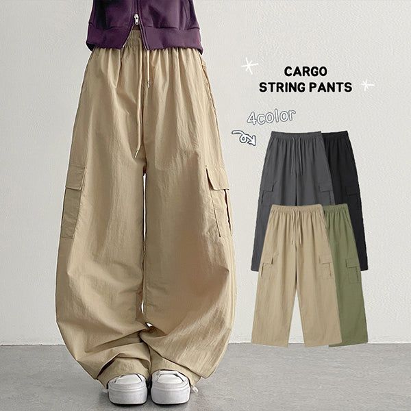 hijjoo(ハイチュー)の「Two-Way🩶Project!Anorak Cargo String Wide Cargo Pants (4 colors)(Pants)」