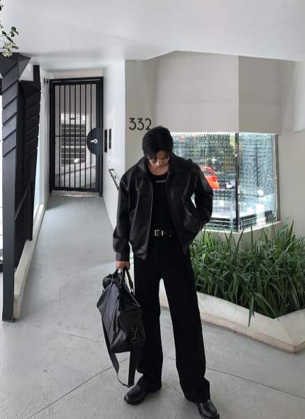 [ In-house ] Deep Black Premium Western Leather Blouson