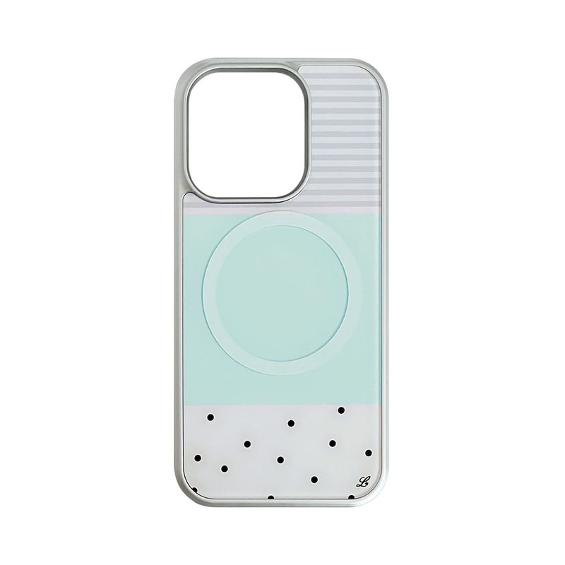 LOVD（ラブド）の「[MADE] [+MagSafe] ドッティ ストライプ フォンケース ミント (glass silver bumper)（スマホグッズ/小物）」