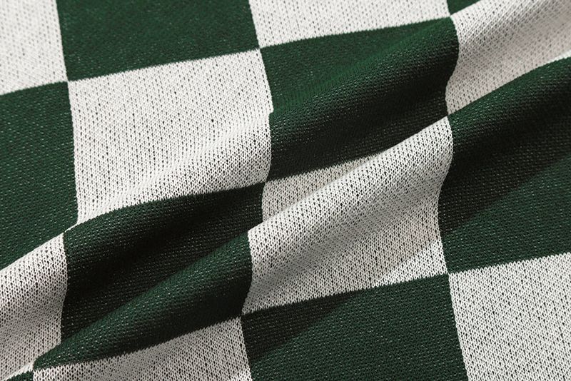 CHECKER BOARD KNIT TOP_GREEN