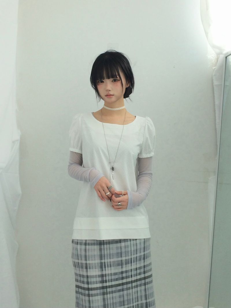 DotTexture Lace Line Mini Dress