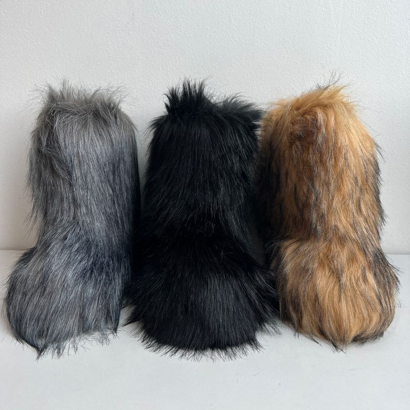 Soft eco fur middle boots (3 Color)