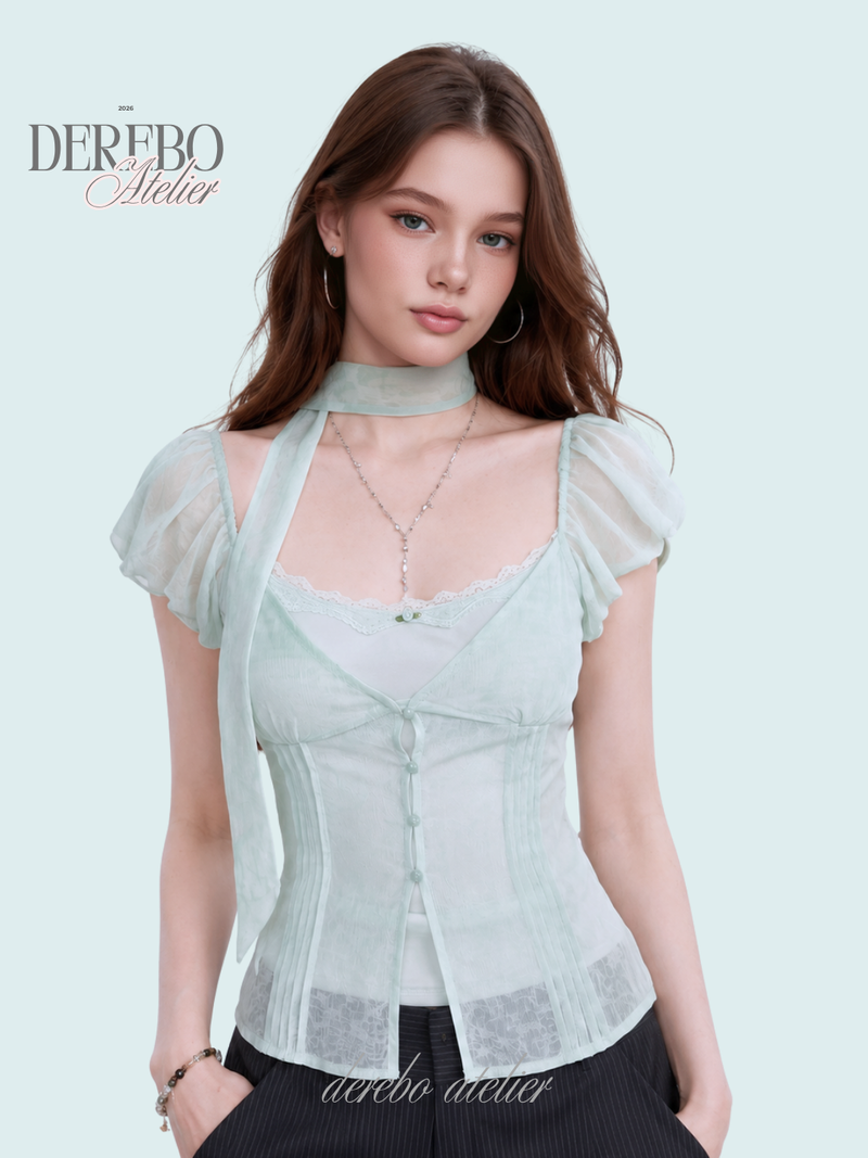 dereborujo（ドレボルゾー）の「antique mint chiffon blouse（Tops）」