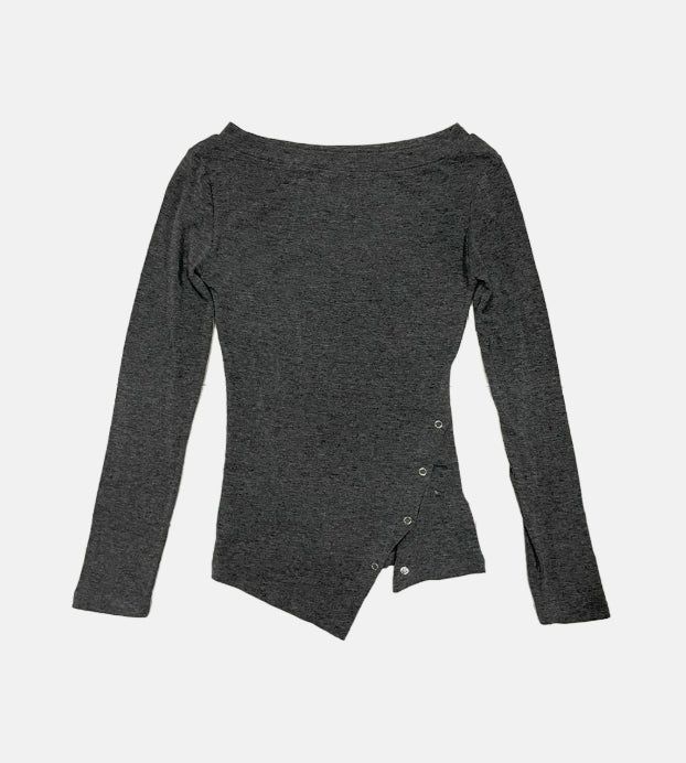 スナップスリム長袖Tシャツ