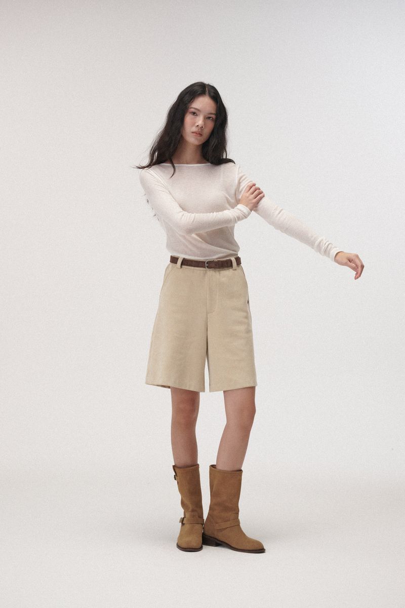 Wool boat neck T (Ivory)