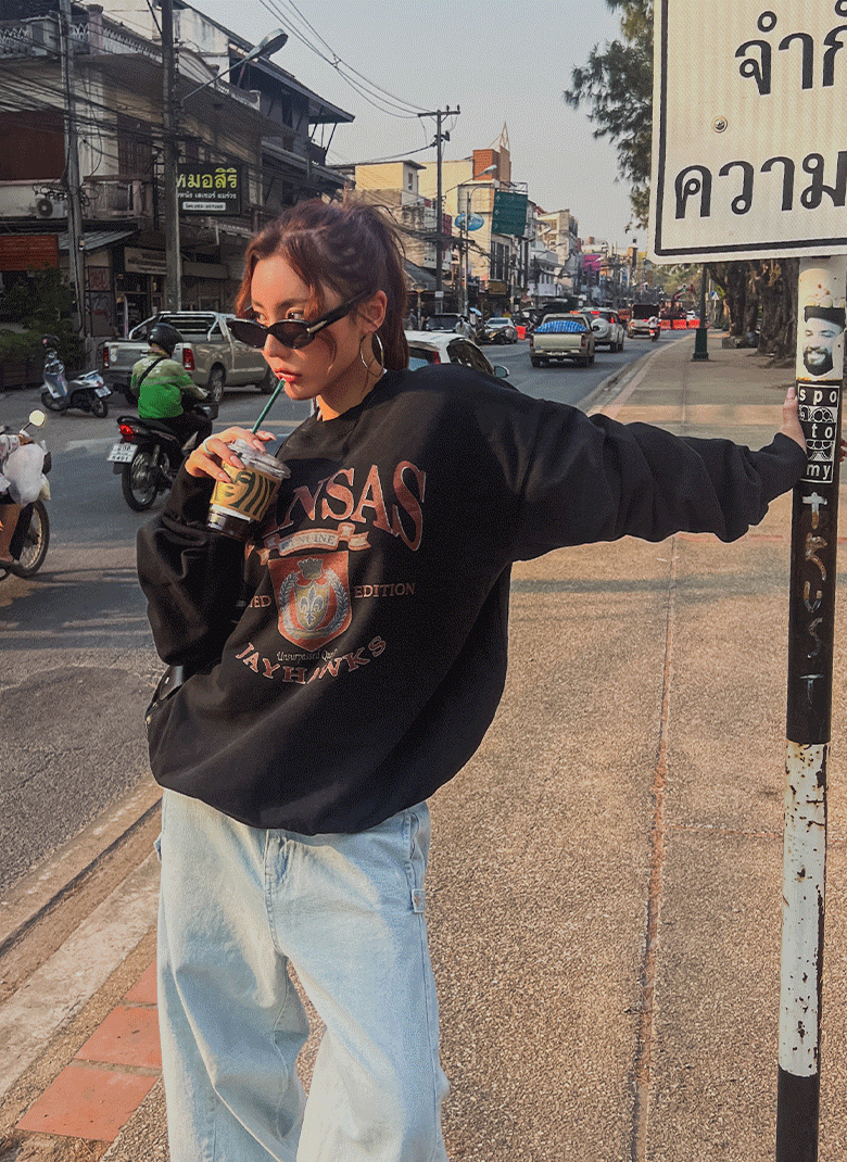 ULAN（ユレン）の「カンザスビッグプリントピグメントスエットシャツ（Tops）」