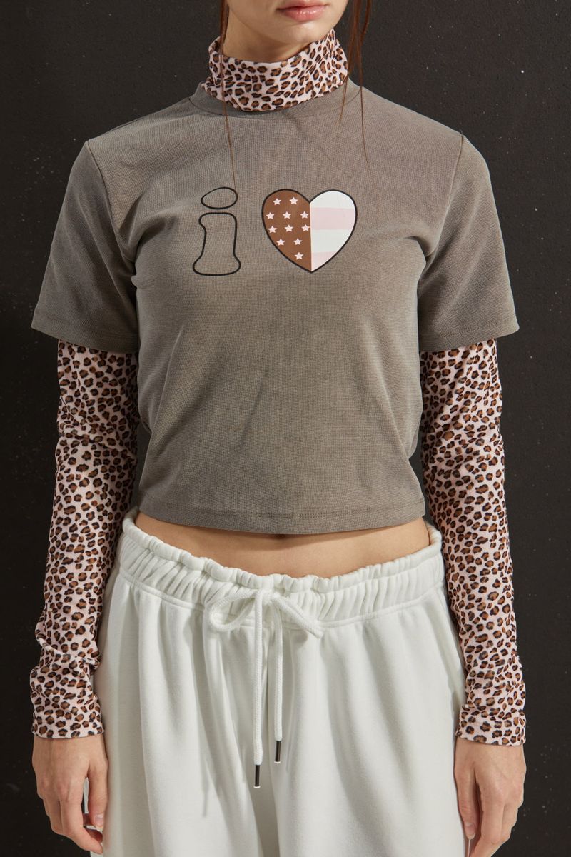 LEOPARD LAYERED T-SHIRT
