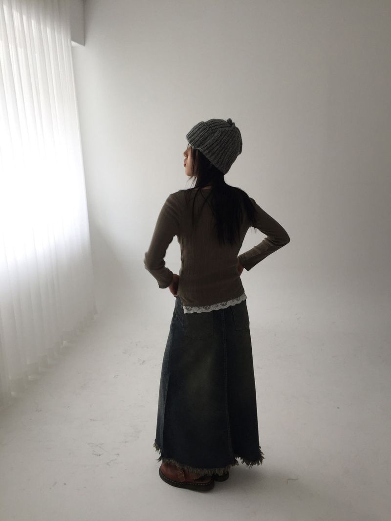 Denim maxi surgical long sk