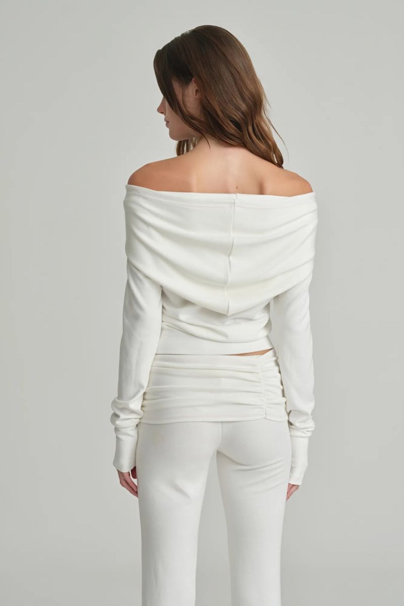 Cupcake off-shoulder hooded top, Ivory