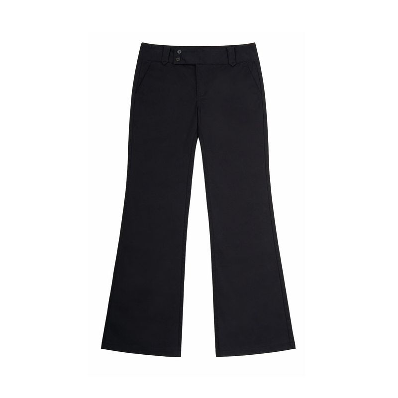 LOW-RISE TWO BUTTON BOOTS CUT PANTS (BLACK)