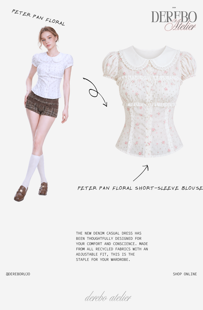 Peter Pan Floral Short-Sleeve Blouse