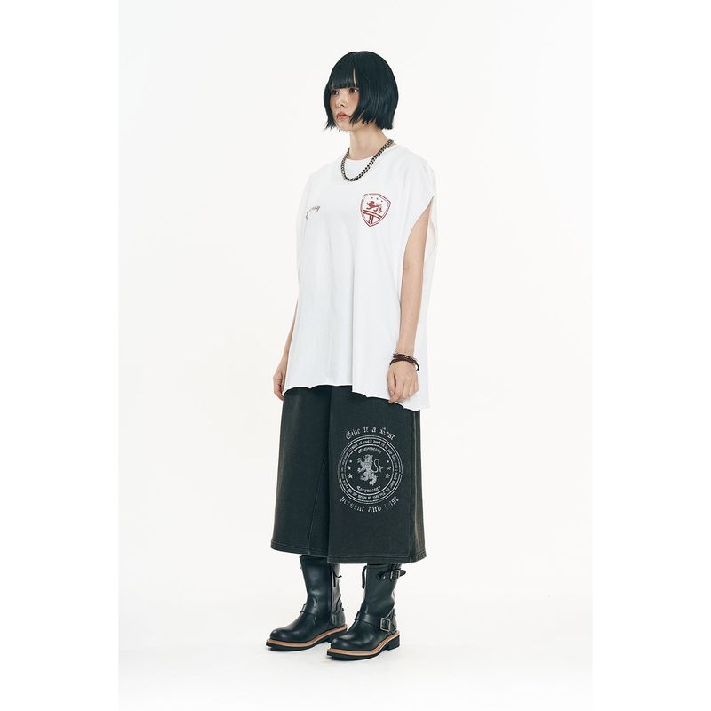 Raw-cut box sleeveless - White
