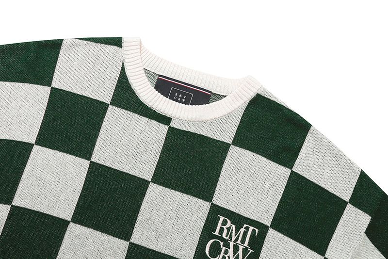 CHECKER BOARD KNIT TOP_GREEN