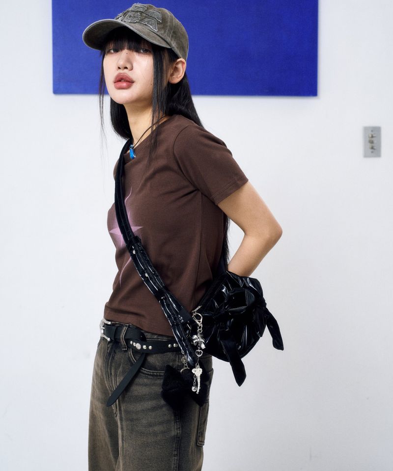 Knotted Micro Padding Bag (Glossy-Black)