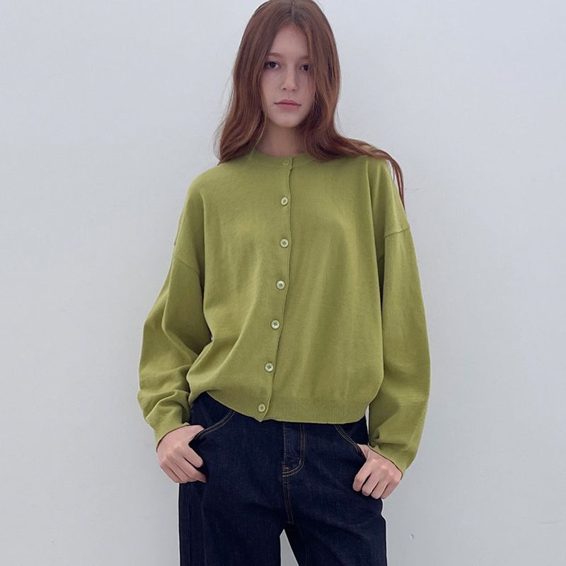 RAVEROUS（レイバロス）の「Loose Fit  Round Neck Knit Cardigan _Olive（Tops）」